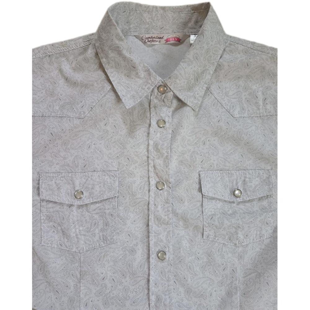 Cumberland Outfitters by Ely Women's XL Western Pearl Snap Shirt Paisley Gray